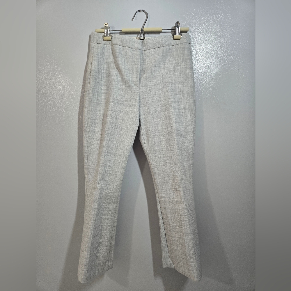 Theory Erstina Pioneer Crop Flare Trousers in Light Grey Melange, s6